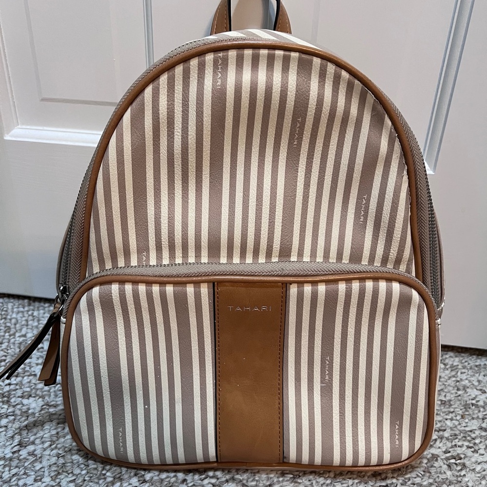 Tahari Brown and Tan Striped Men's Backpack